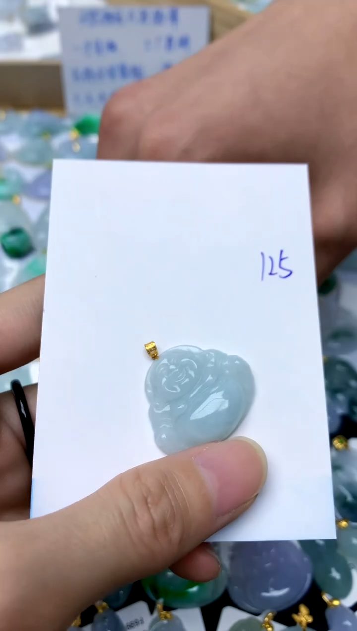 【闪购商品】翡翠颈饰18K金镶嵌125天然A货翡翠