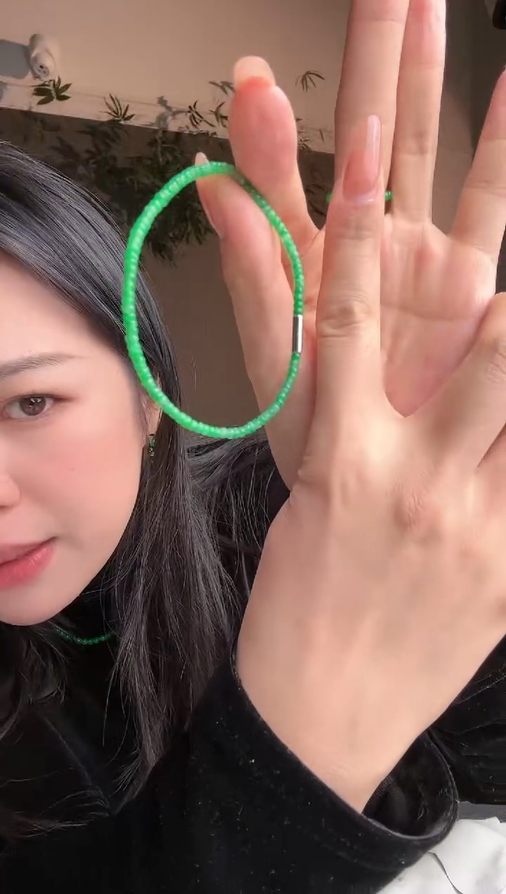 【闪购商品】定制翡翠未镶嵌绿算盘手串2500+250-lh