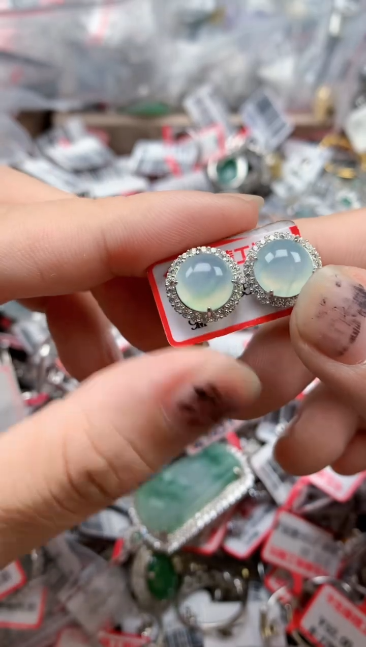 银S925镶嵌戒指翡翠天然A货缅甸翡翠