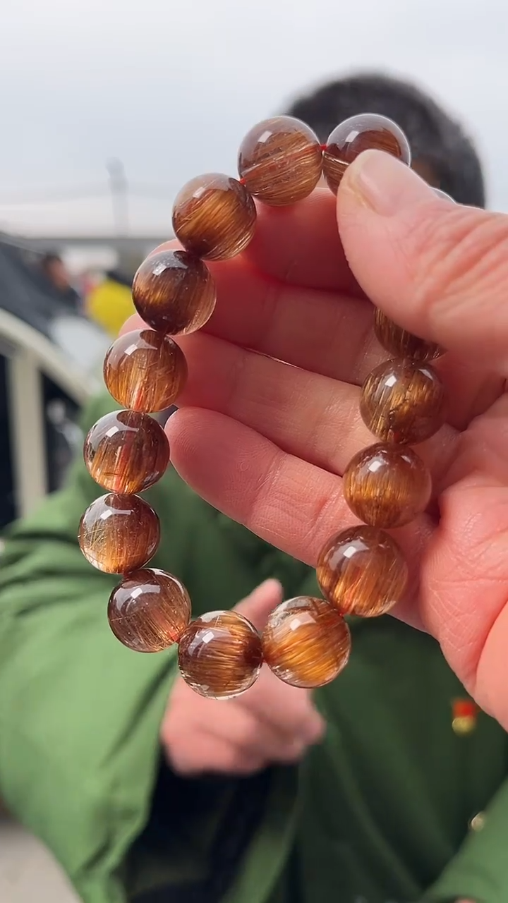【闪购商品】发晶手链未镶嵌天然铜条发手串多样性发一14mm