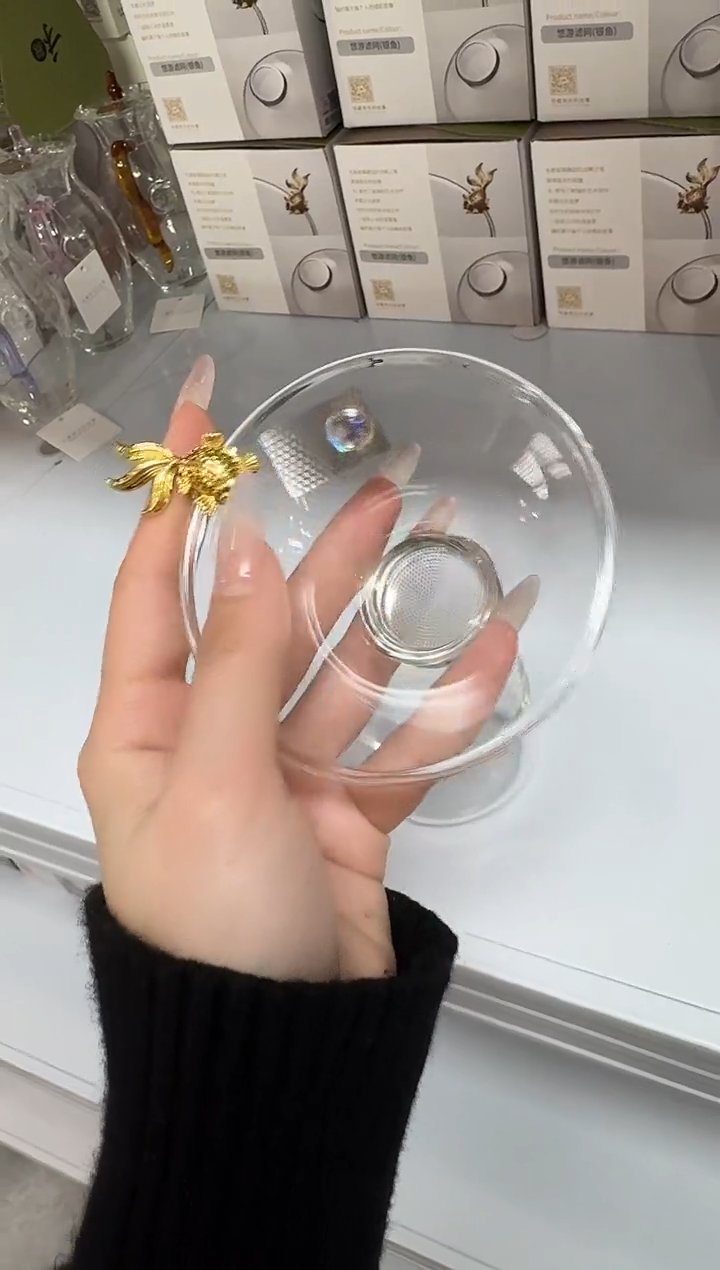 【闪购商品】@@禾器晶彩金鱼茶漏