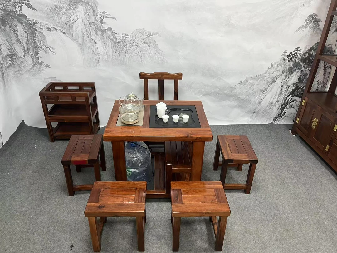 中式茶桌椅组合卯榫木质工艺泡茶台茶几喝茶桌阳台小型功夫几