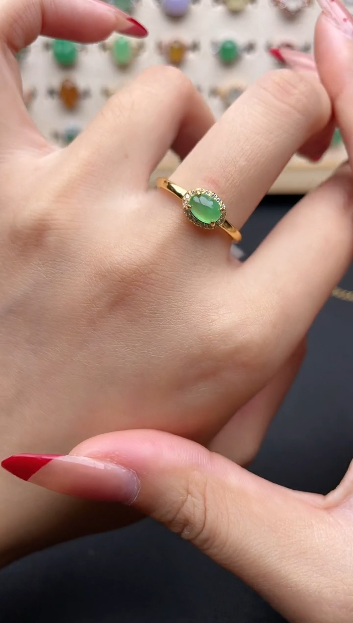 【闪购商品】翡翠戒指银S925镶嵌一物一证一礼盒