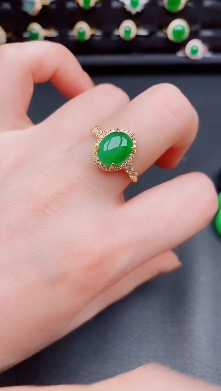 【闪购商品】翡翠戒指银S925镶嵌天然a货翡翠115