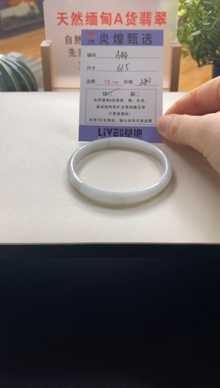 未镶嵌手镯翡翠圈口61.6编码a44