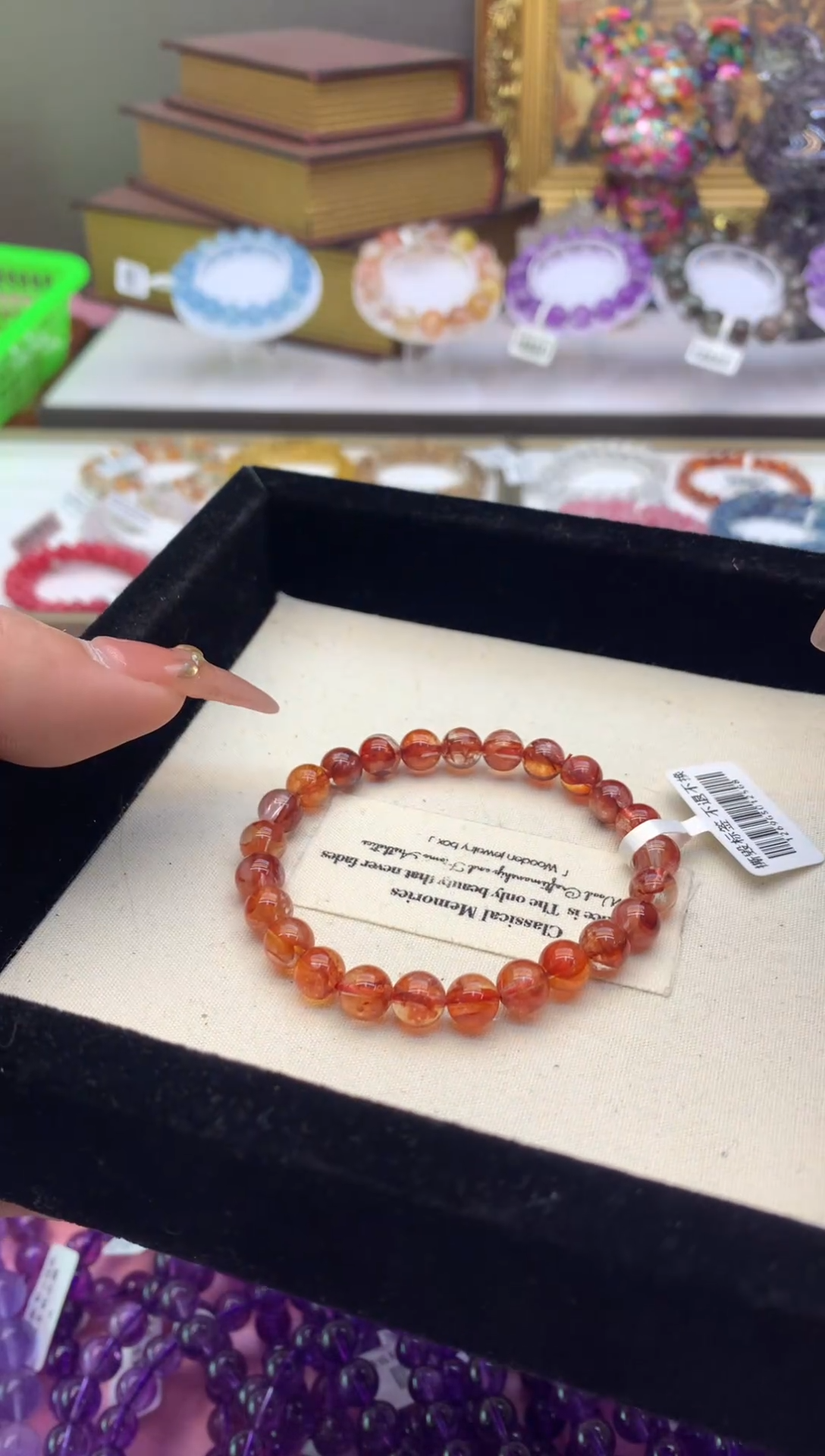 【闪购商品】水晶手串未镶嵌7+巴西老矿芬达橙胶花