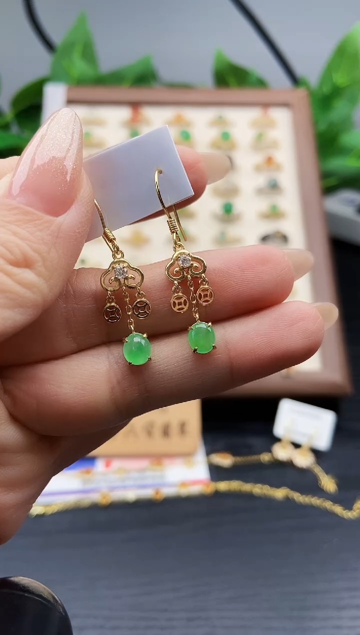 银S925镶嵌翡翠耳饰12