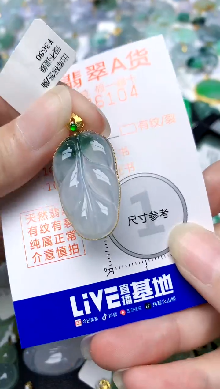 颈饰18K金镶嵌翡翠天然A货翡翠