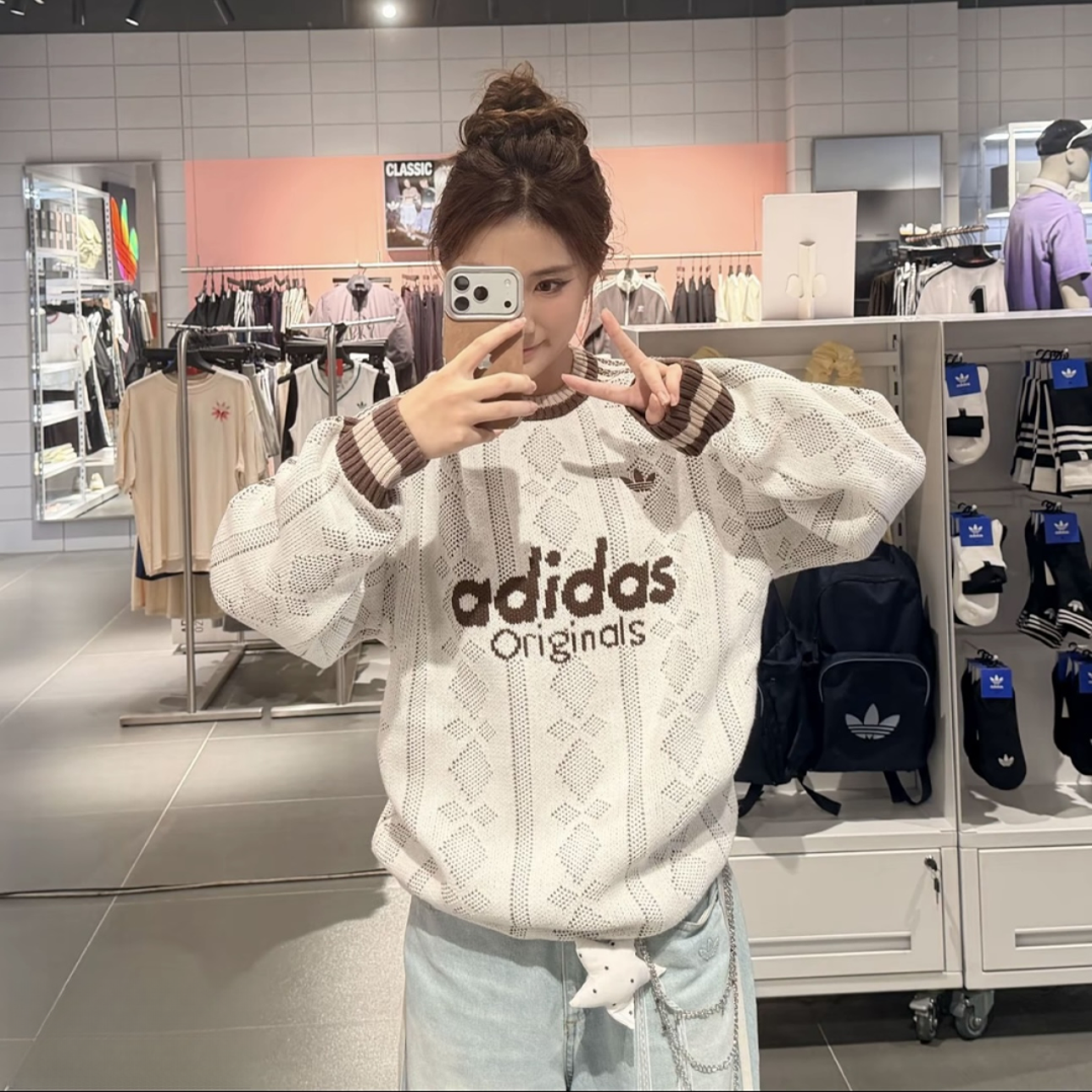 【滔搏联动】adidas SWEATSHIRT双旦礼王安宇同款针织运动衫 KS5956