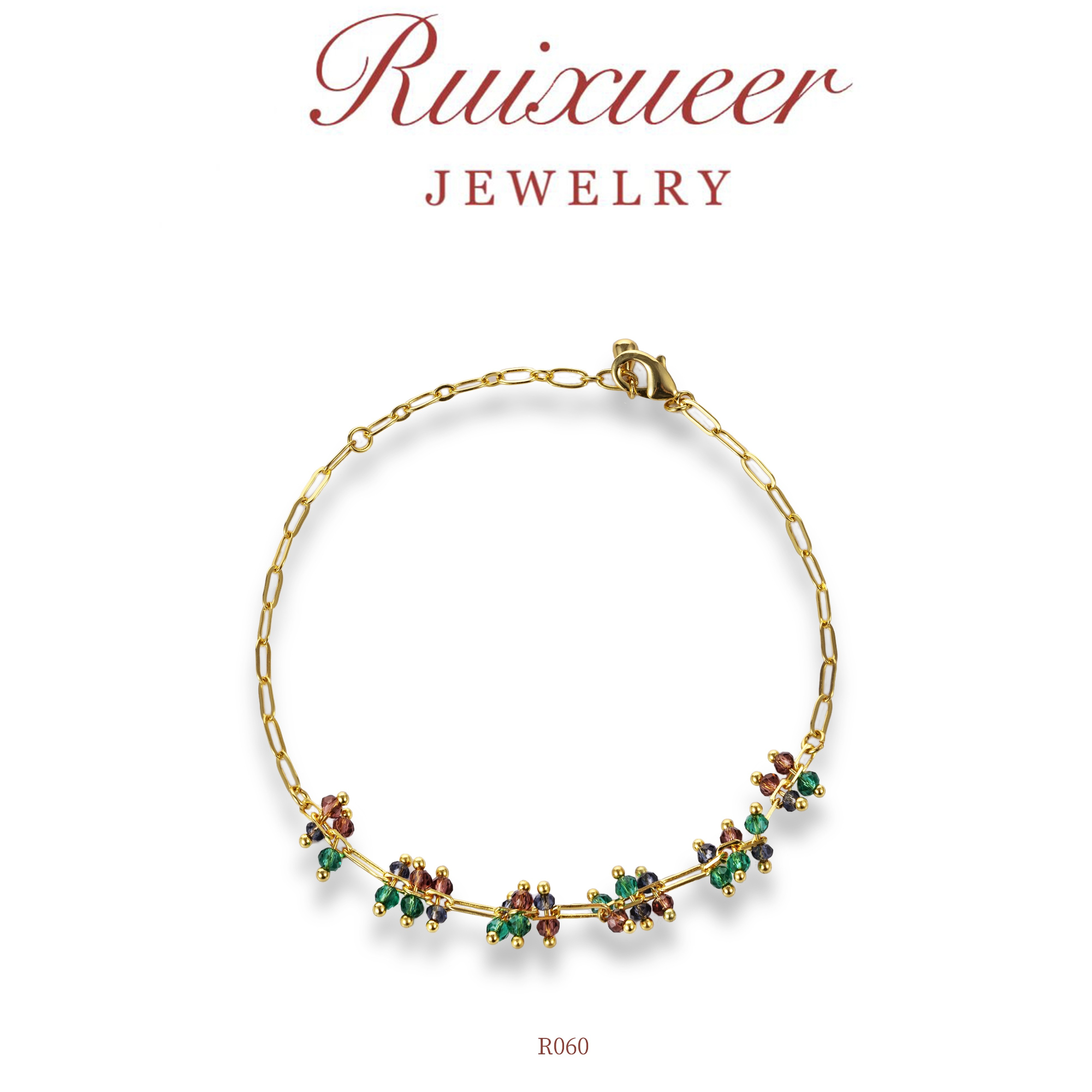 铜合金仿水晶手链 【琉璃捷克】ZJ XIYUAN中古镶钻水晶手链R060