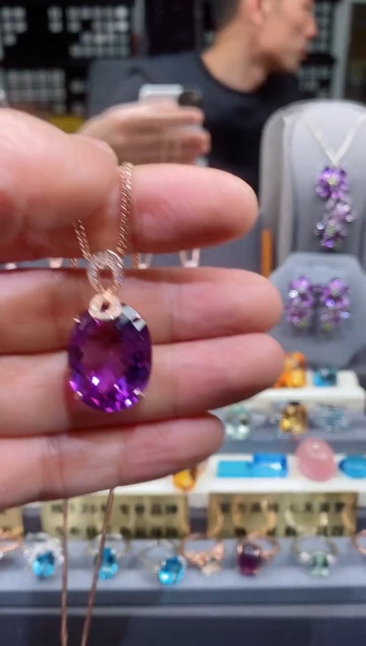 【闪购商品】紫晶吊坠银S925镶嵌紫晶吊坠