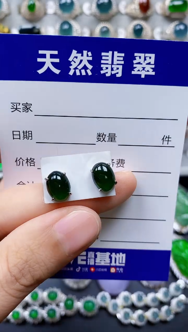 【闪购商品】翡翠银S925镶嵌耳饰0301