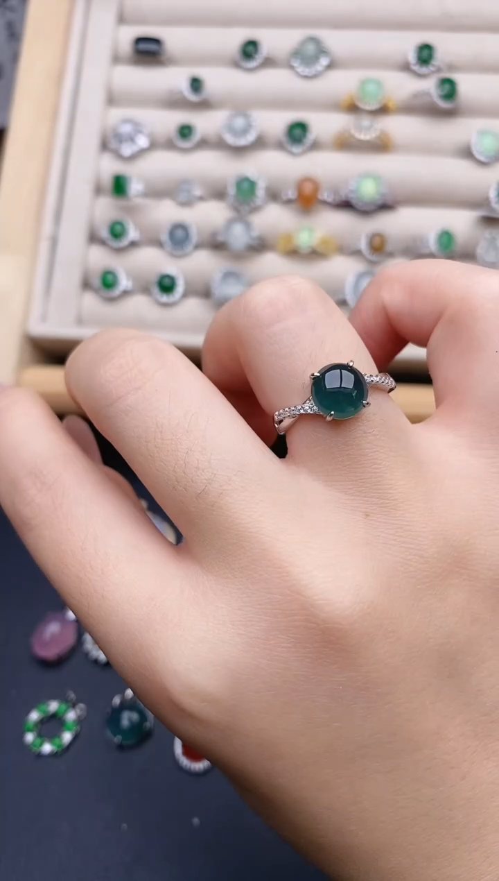 银S925镶嵌戒指翡翠0