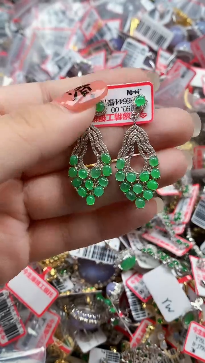 银S925镶嵌戒指翡翠天然A货缅甸翡翠