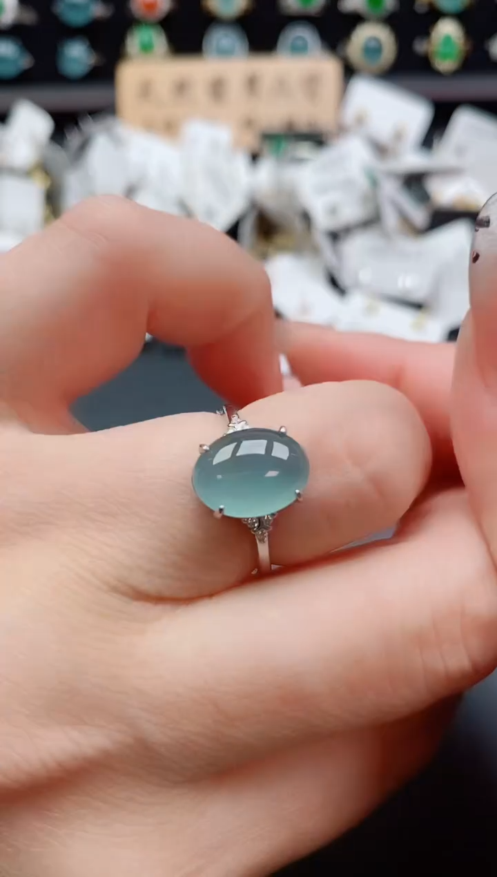 银S925镶嵌戒指翡翠1