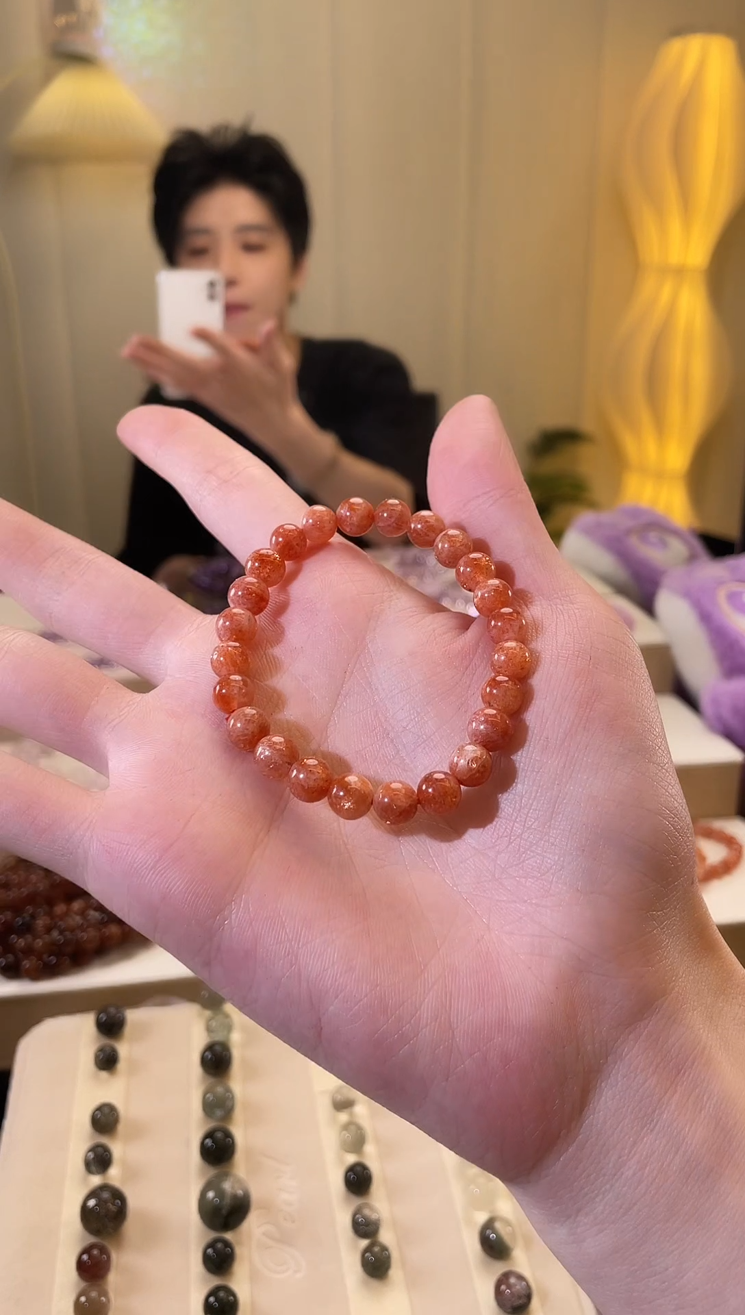 未镶嵌手串水晶金太阳水晶手串7mm