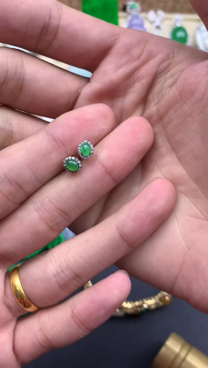 【闪购商品】翡翠耳饰18K金镶嵌128--中国好珍宝