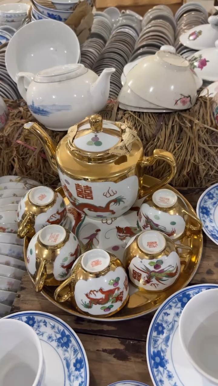 摆件茶具一套一壶四杯有瑕请慎拍