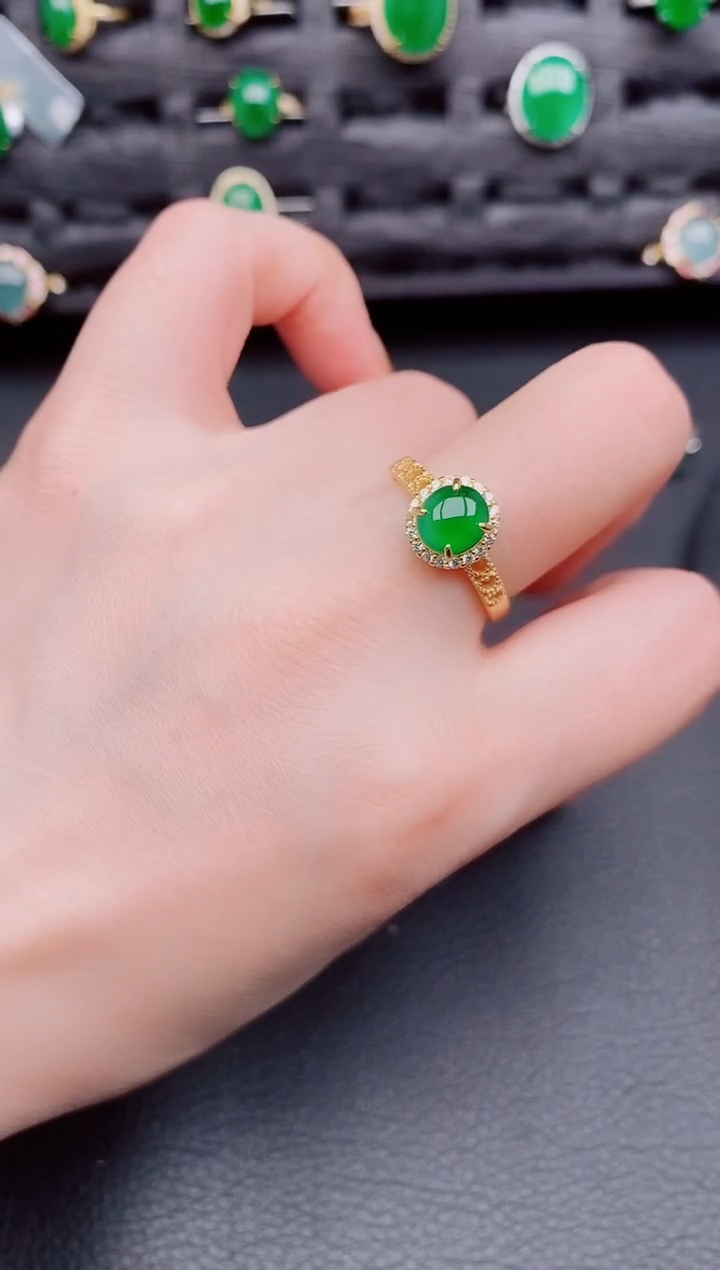 【闪购商品】翡翠戒指银S925镶嵌天然a货翡翠282