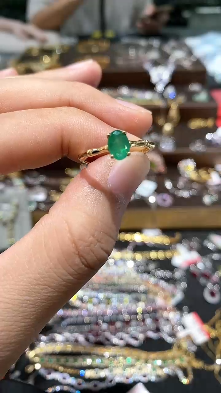 【闪购商品】祖母绿戒指银S925镶嵌戒指