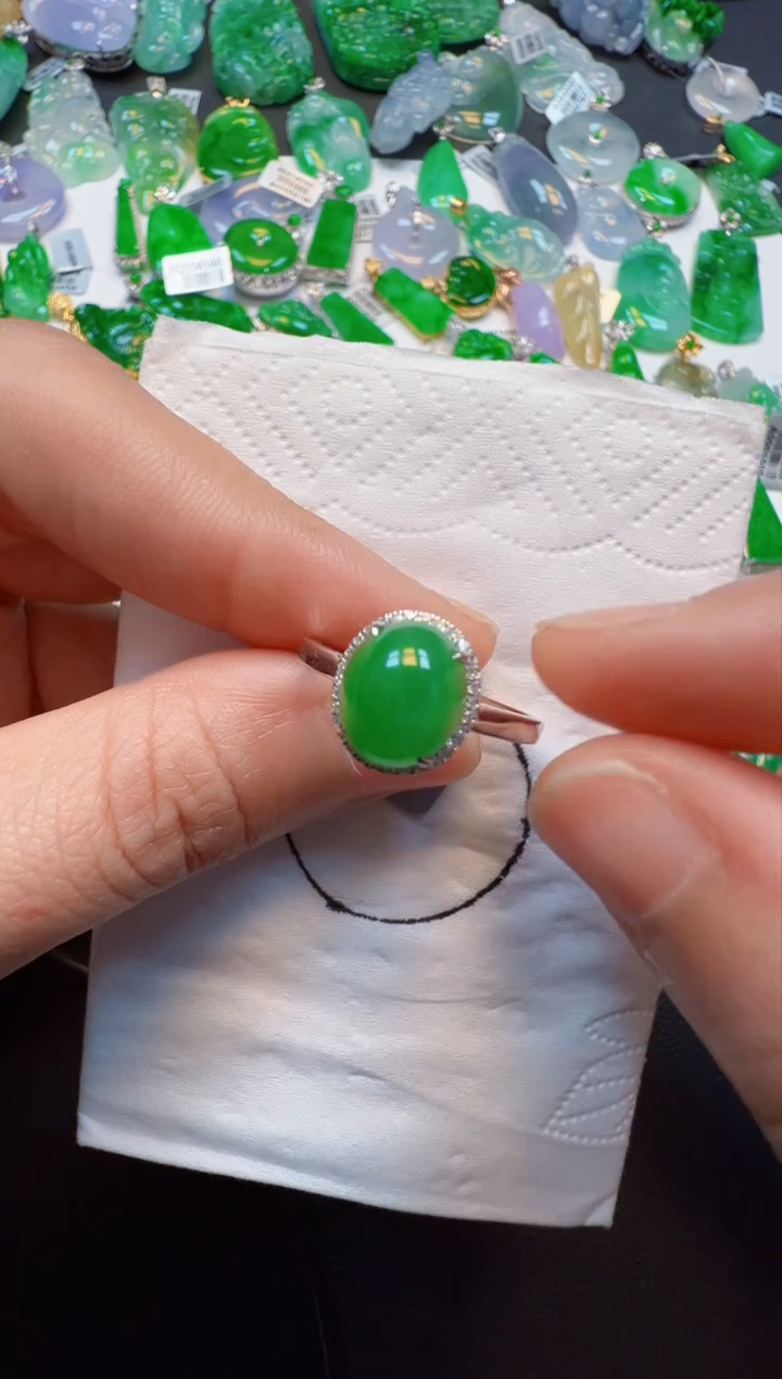【闪购商品】翡翠戒指18K金镶嵌3500元