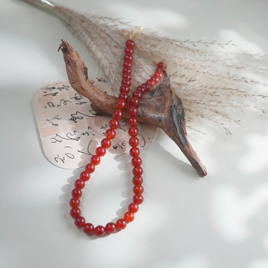 【工厂补贴】天然高档中国红玛瑙8字扣项链8mm 多样性发其一 C106