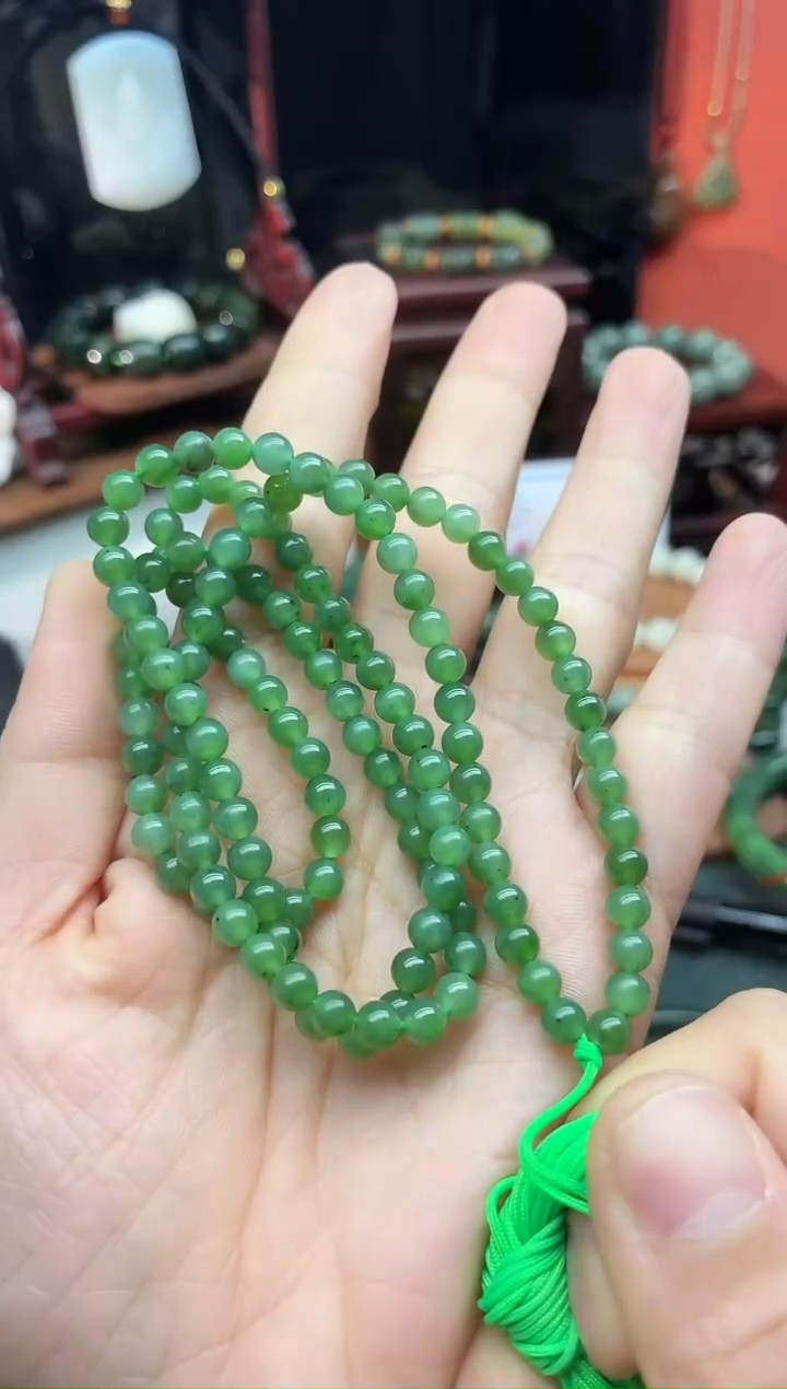 未镶嵌手链和田玉5MM   粉青