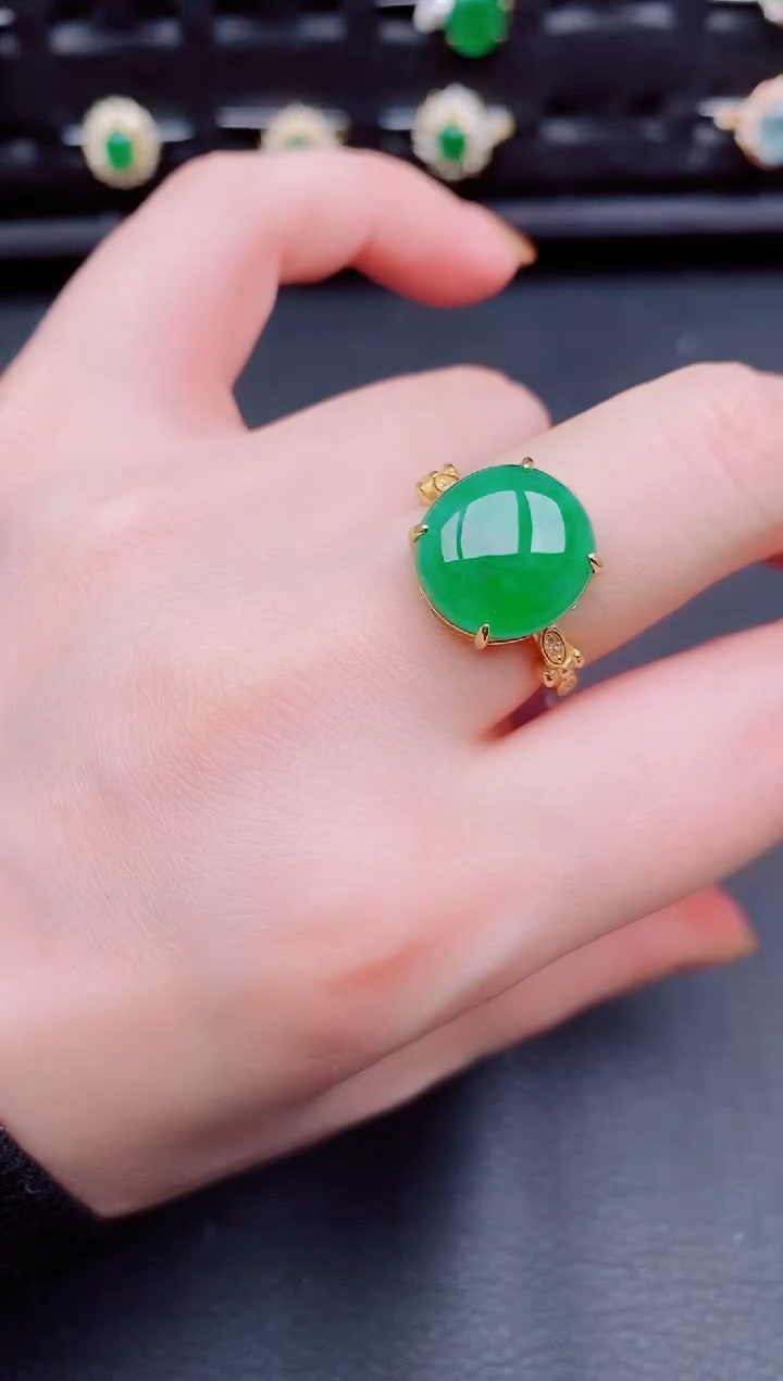 【闪购商品】翡翠戒指银S925镶嵌天然a货翡翠224