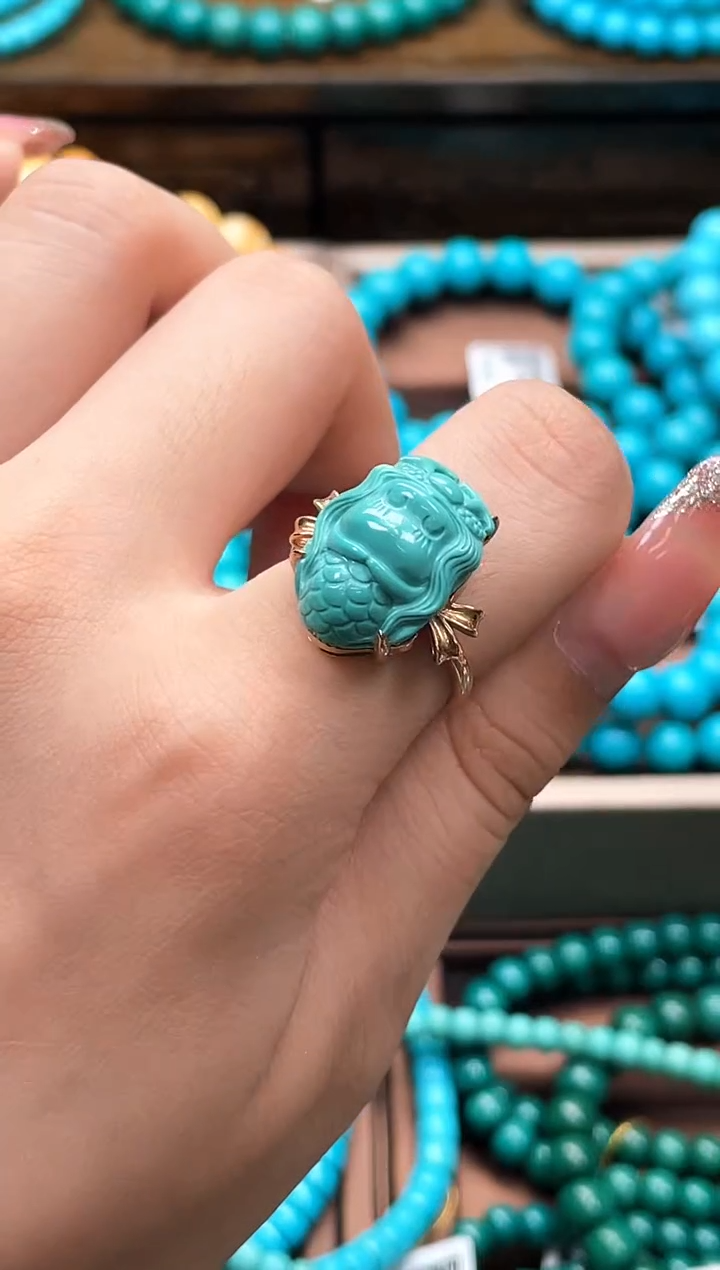 【闪购商品】绿松石珠宝奇石18K金镶嵌A055