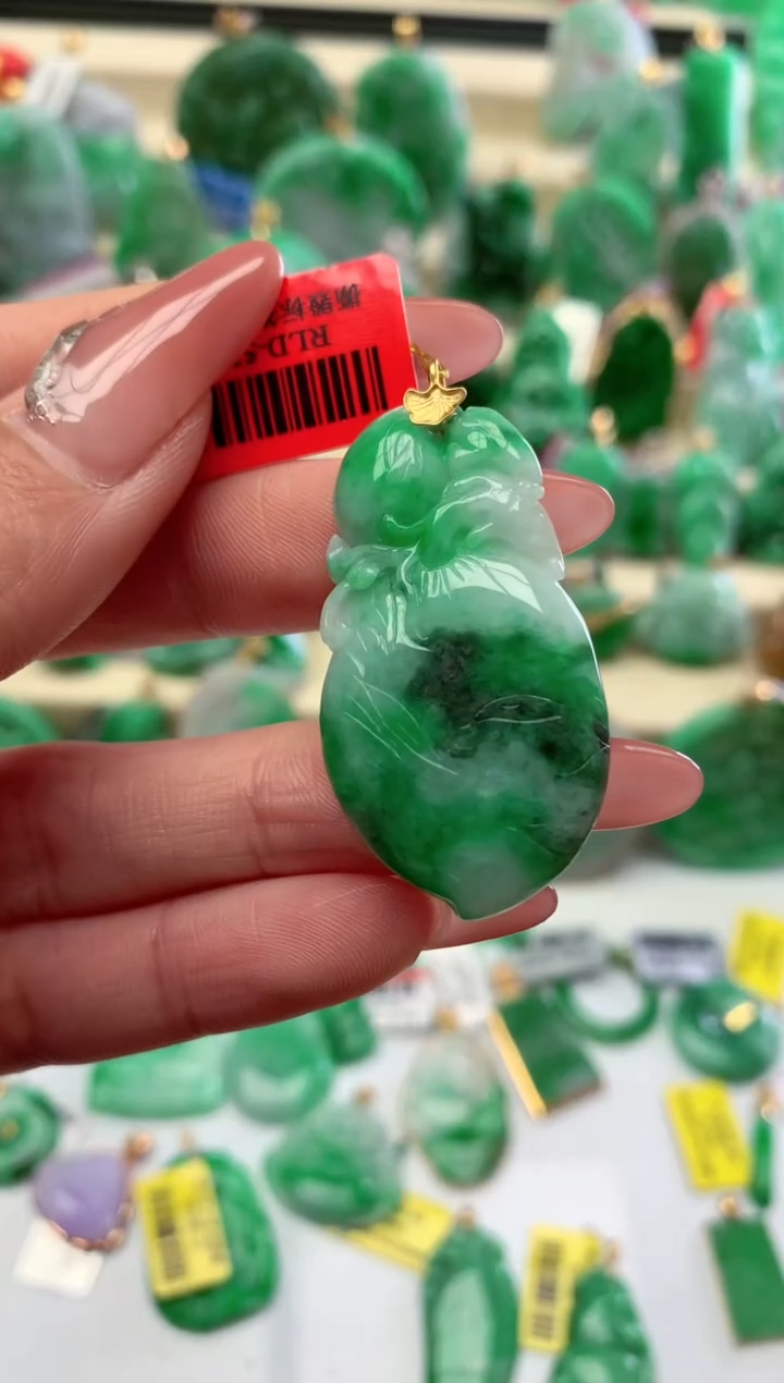 【闪购商品】翡翠颈饰18K金镶嵌挂件