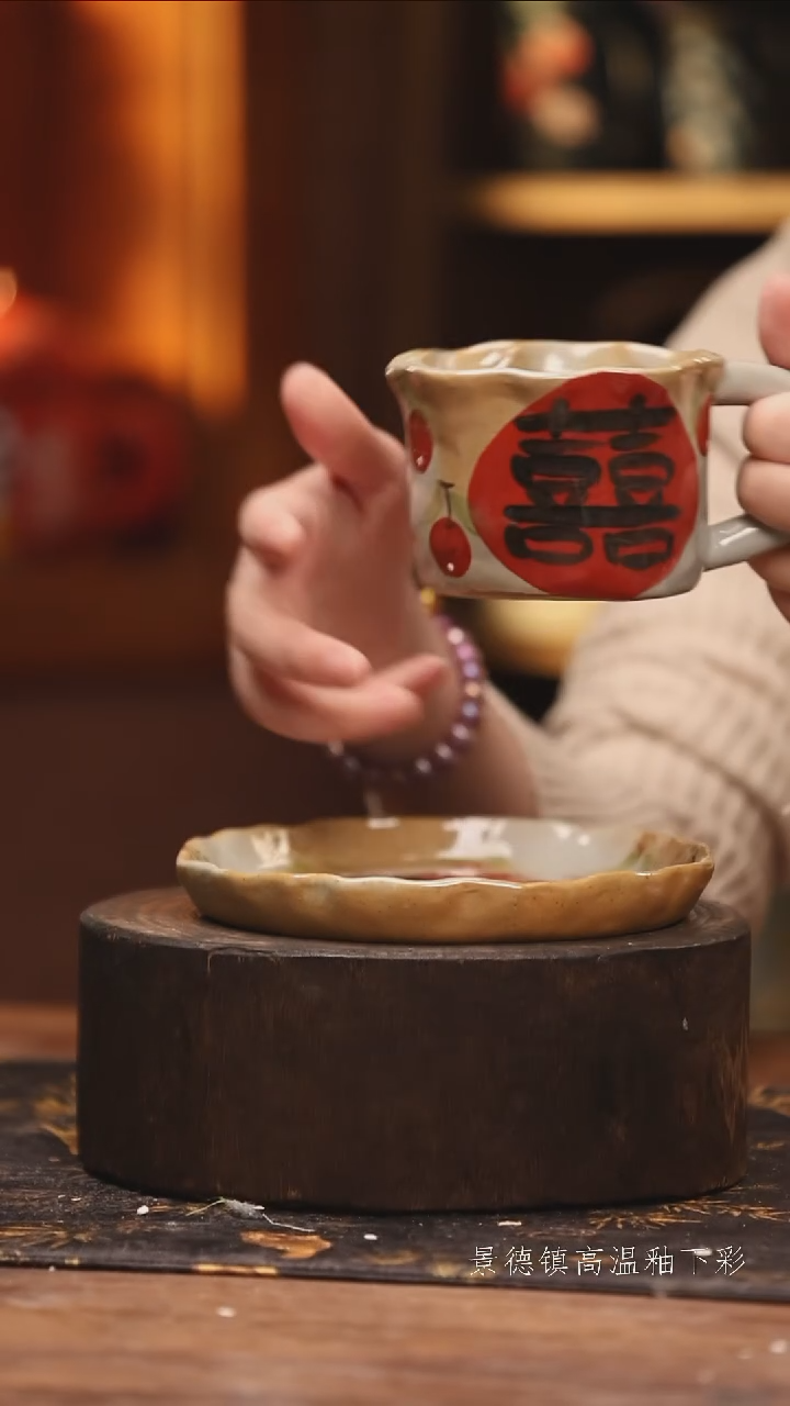 陶瓷景德镇高温釉下手绘陶瓷@L401@