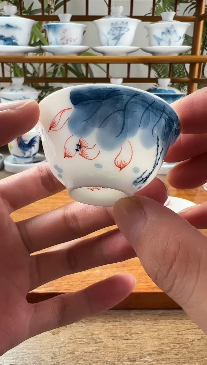 微瑕线条莲小玉兰杯3个
