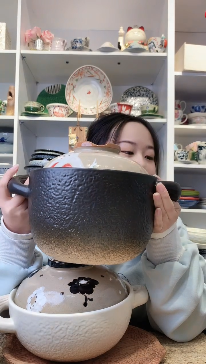 陶瓷黑色皮球猫砂锅3.5L