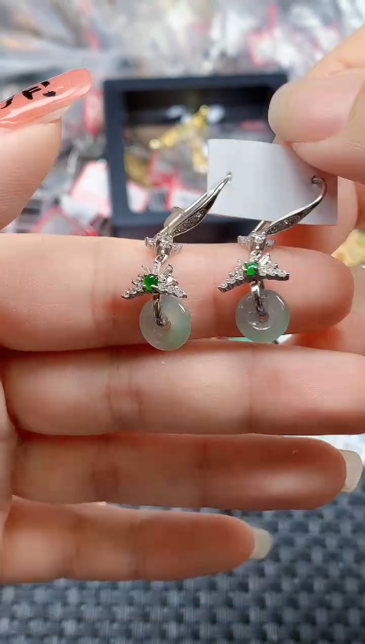 银S925镶嵌戒指翡翠天然A货缅甸翡翠