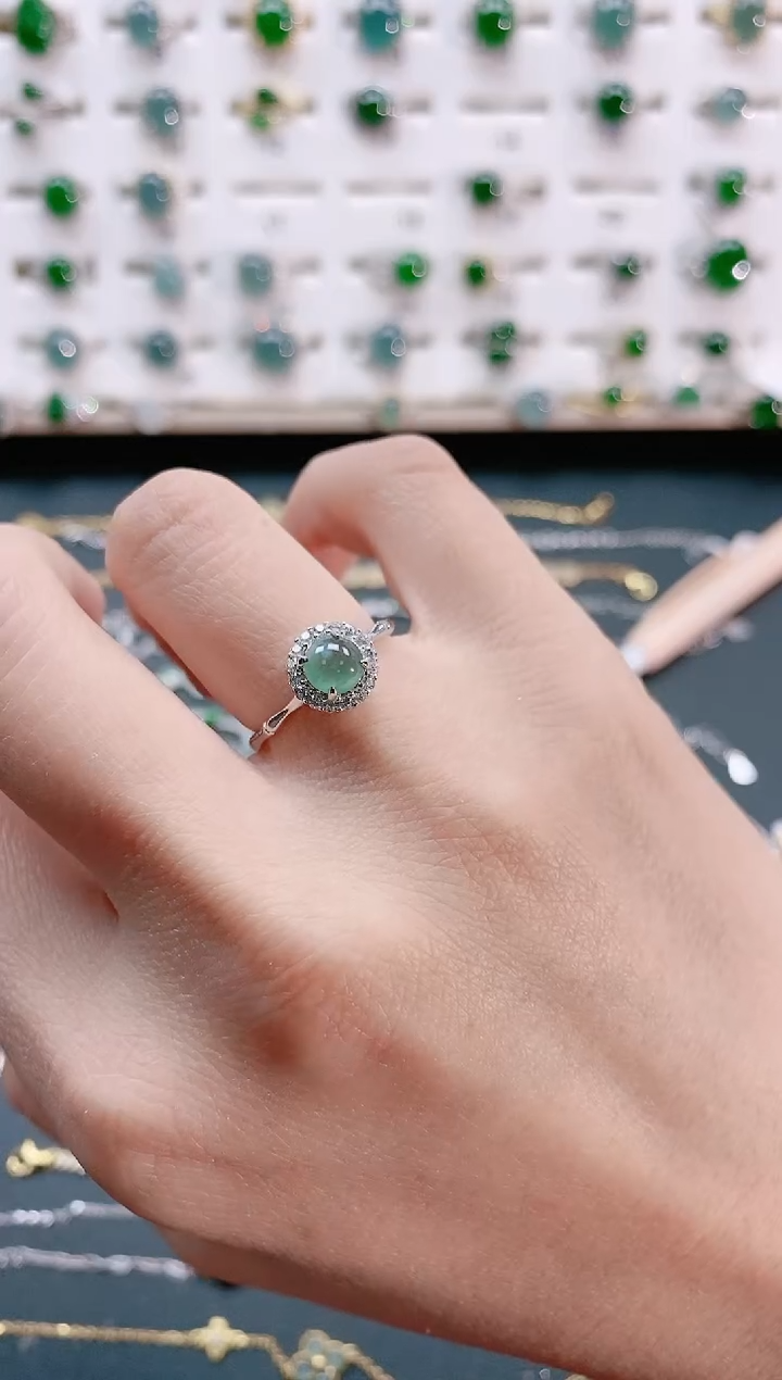 【闪购商品】翡翠戒指银S925镶嵌天然翡翠