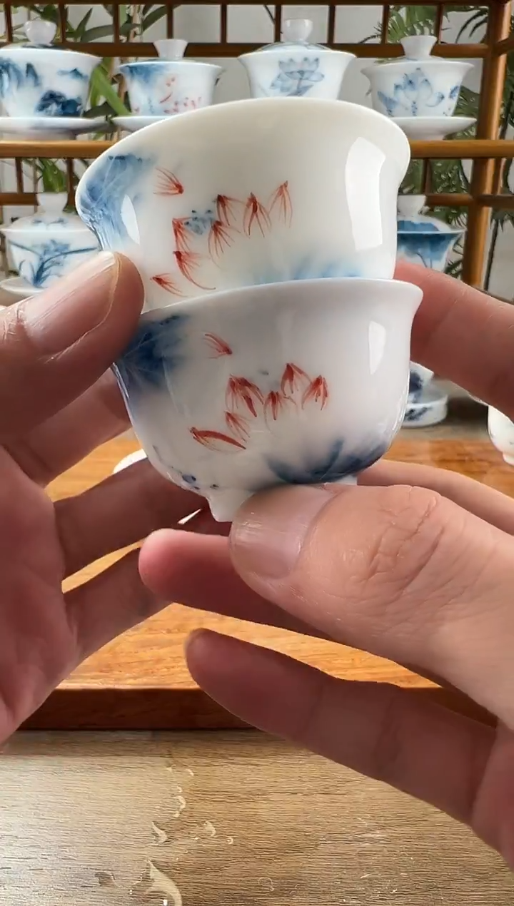 新*微瑕蓝莲小和顺杯2个