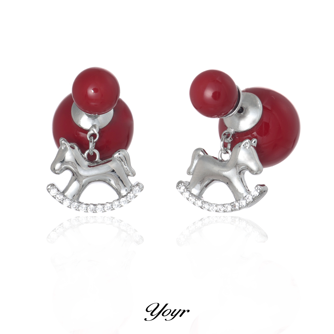 YOYR 黄铜耳饰 前后戴灵动小马耳环高级感精致百搭甜美时尚耳钉