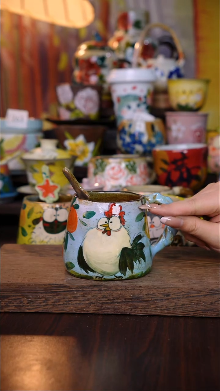 杯子陶泥垚手作 景德镇手工手绘陶瓷器物