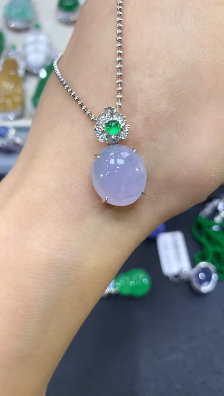 【闪购商品】翡翠吊坠(不含链)18K金镶嵌w59紫货有色差