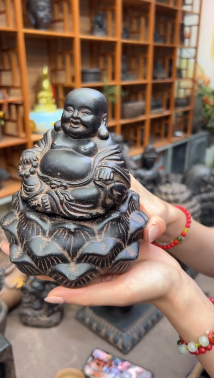 陶土【火山泥】未来佛+莲蓬实心底座