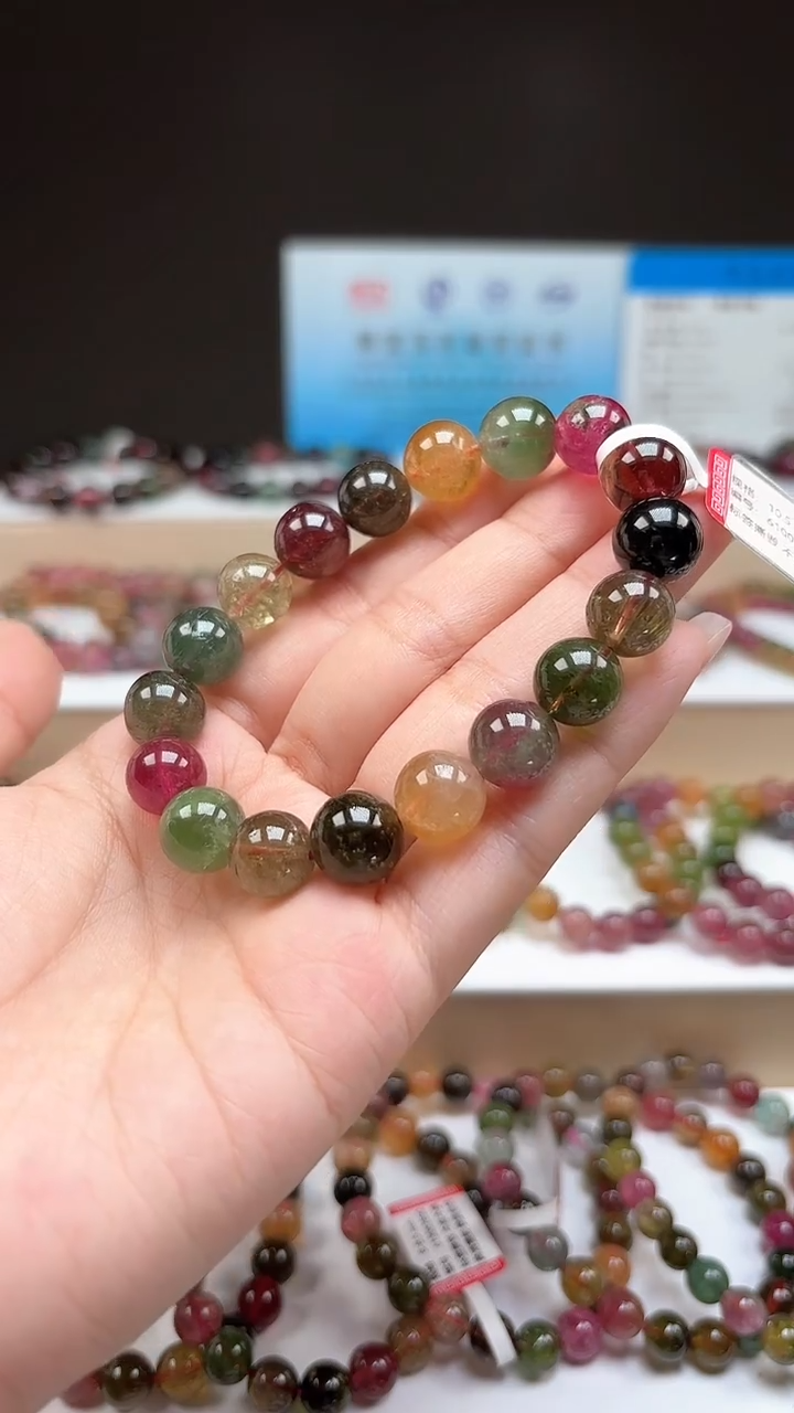 【闪购商品】碧玺手串未镶嵌10.8mm巴西老料玻璃体糖果色单圈手串