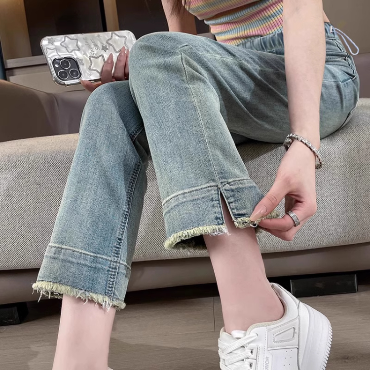 孕妇裤秋季新款时尚百搭牛仔裤直筒裤宽松显瘦休闲裤长裤