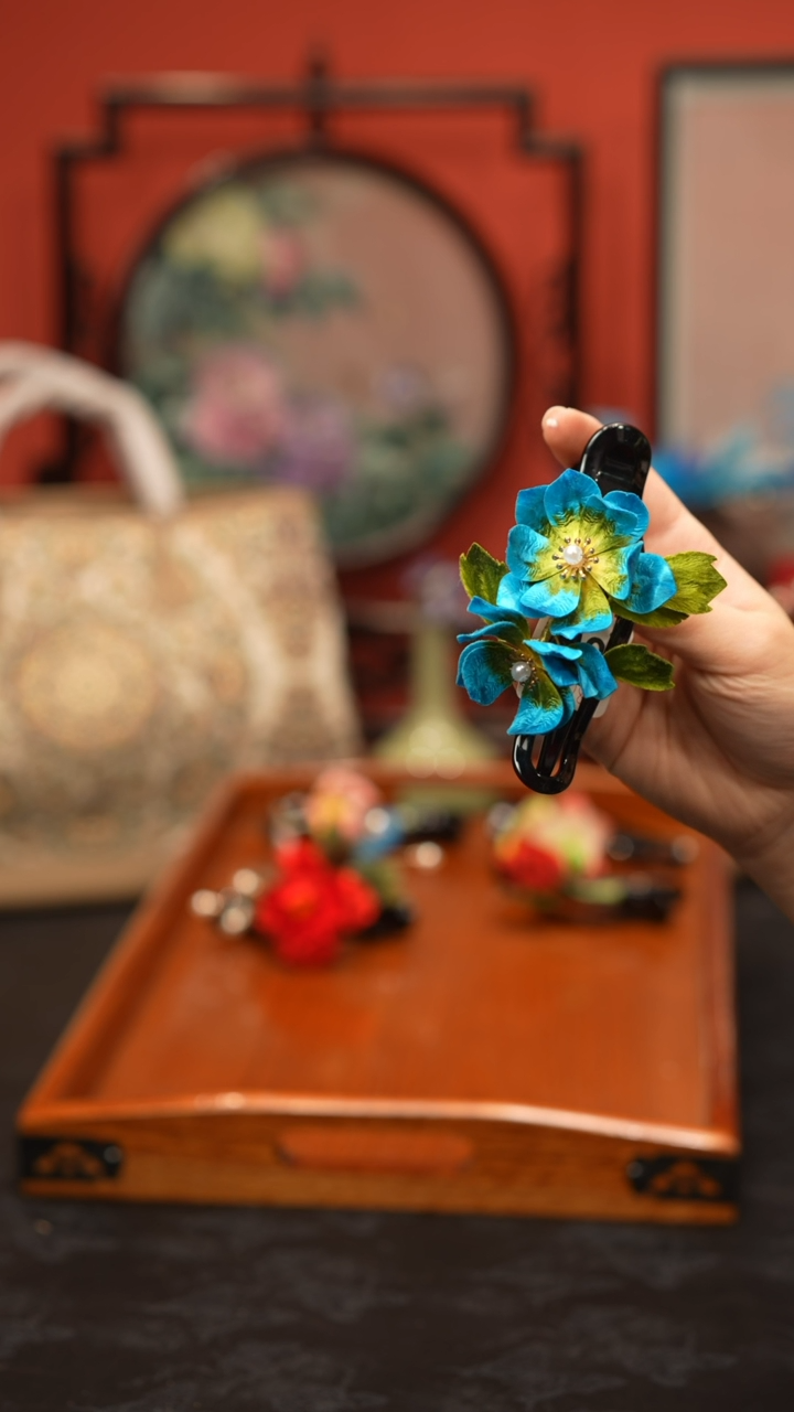 刺绣普**我非遗手工绒花饰品