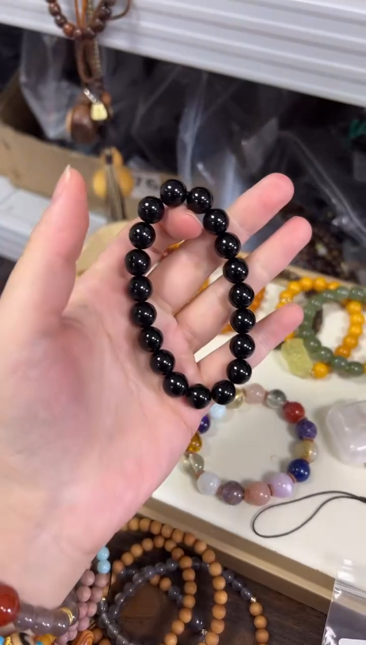 黑曜岩未镶嵌手链乌金黑曜石单圈手串[10MM][1790]