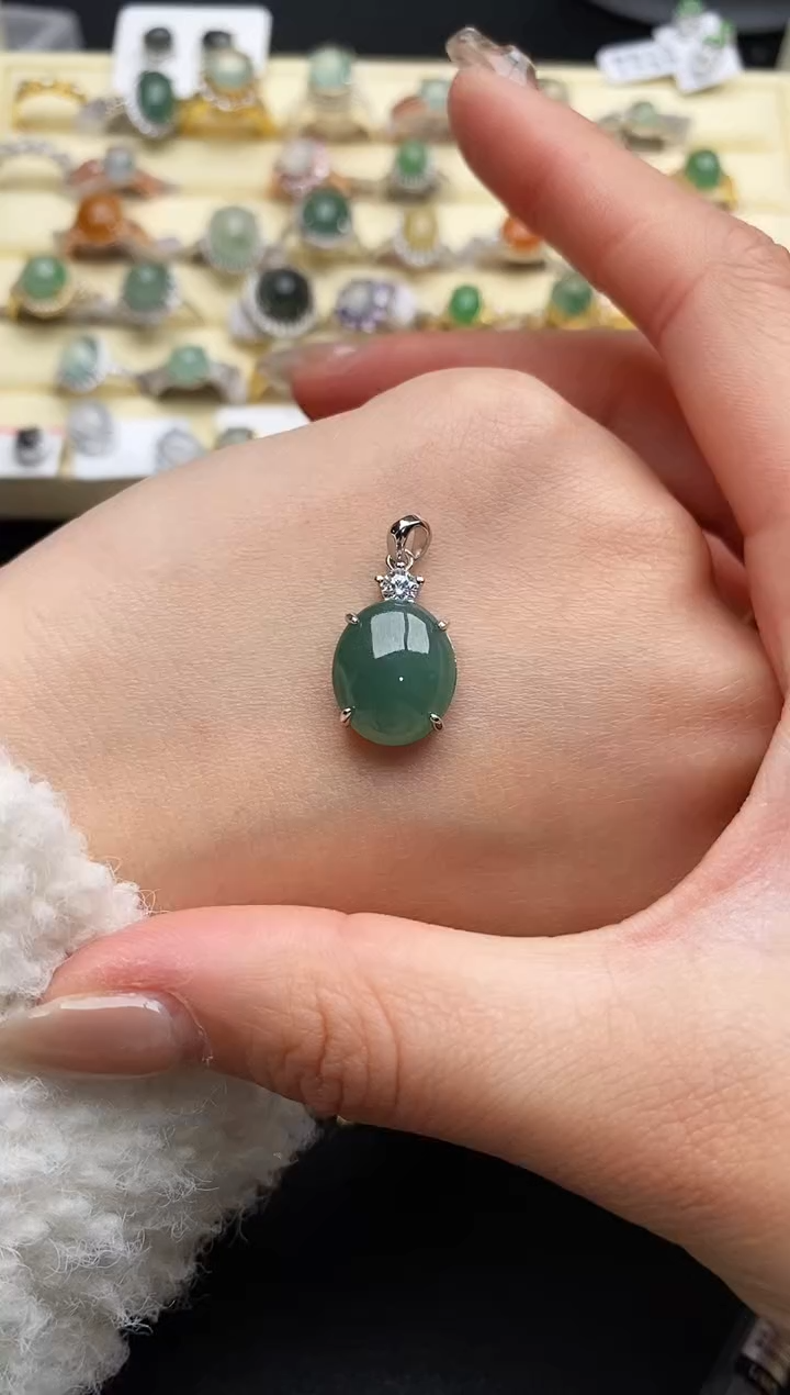 【闪购商品】翡翠戒指银S925镶嵌55555555+7