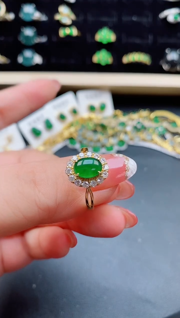 【闪购商品】翡翠戒指银S925镶嵌508505