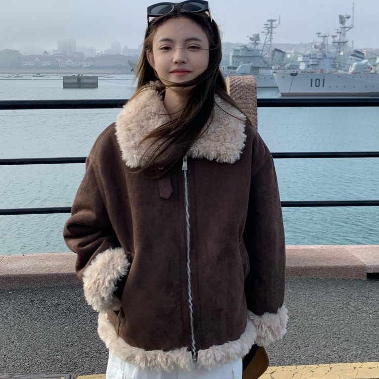 羊羔毛皮毛一体毛毛外套女冬季加厚保暖环保皮草毛绒上衣短款韩版