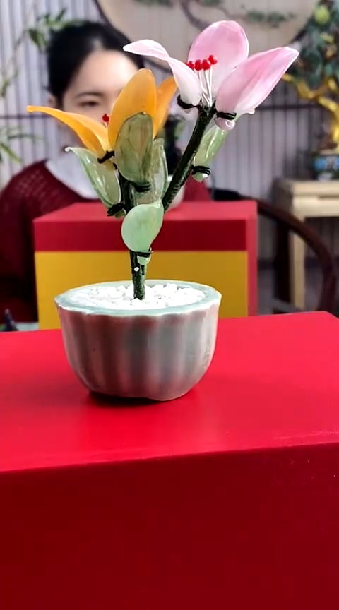 【闪购商品】非遗技艺 料器百合小盆景