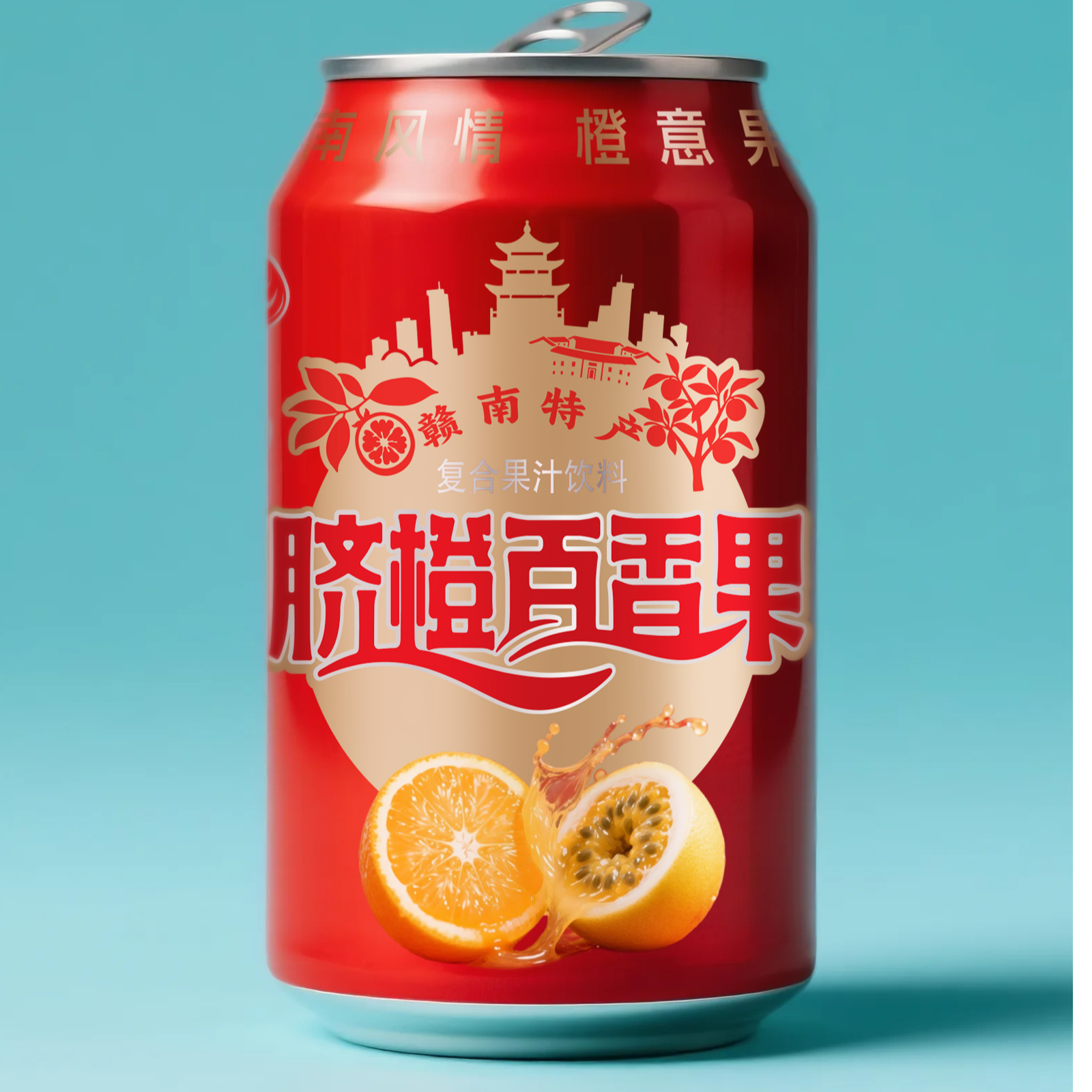 爆款 赣南特产脐橙百香果汁饮品酸酸甜甜清爽