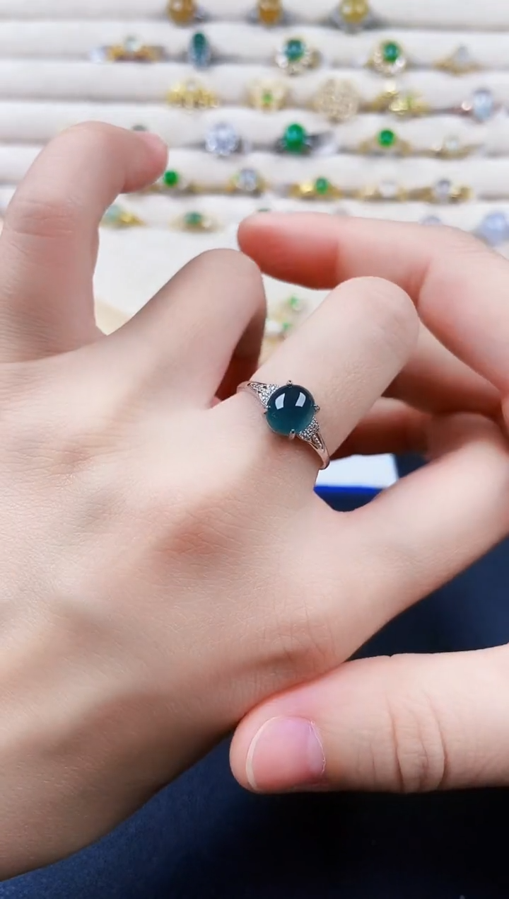 翡翠戒指银S925镶嵌456456